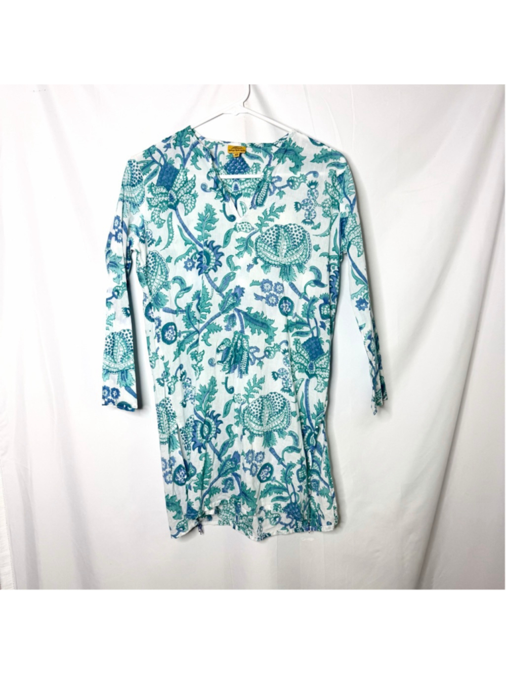 Women's Roberta Roller Rabbit Cotton Tunic XS White Blue Floral